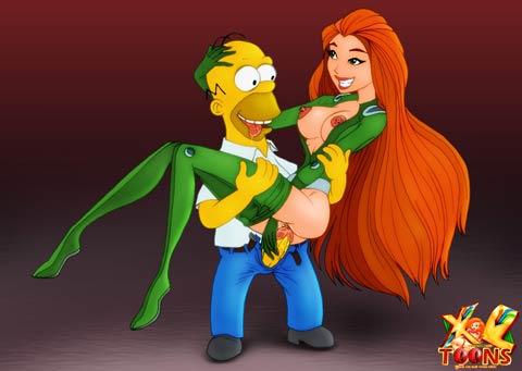 Homer fucking a sexy redhead babe
